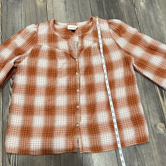 Universal Threads Orange Plaid Top - Picture 5 of 8